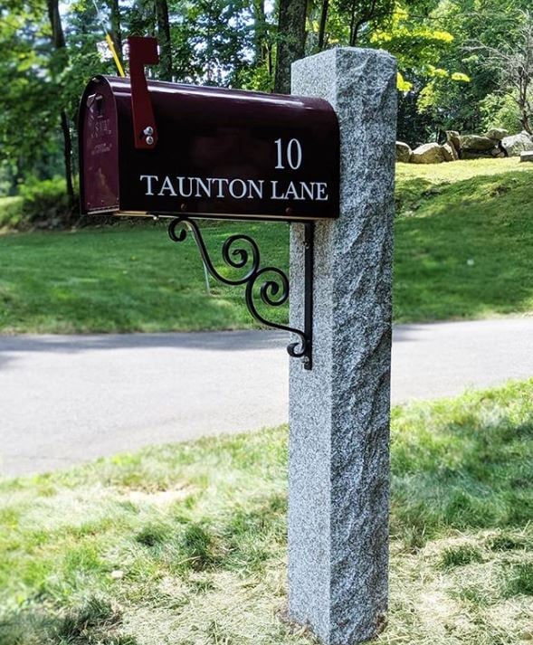 split face granite mailbox post