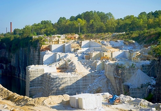 American marble quarry in Tate, Georgia owned by polycor