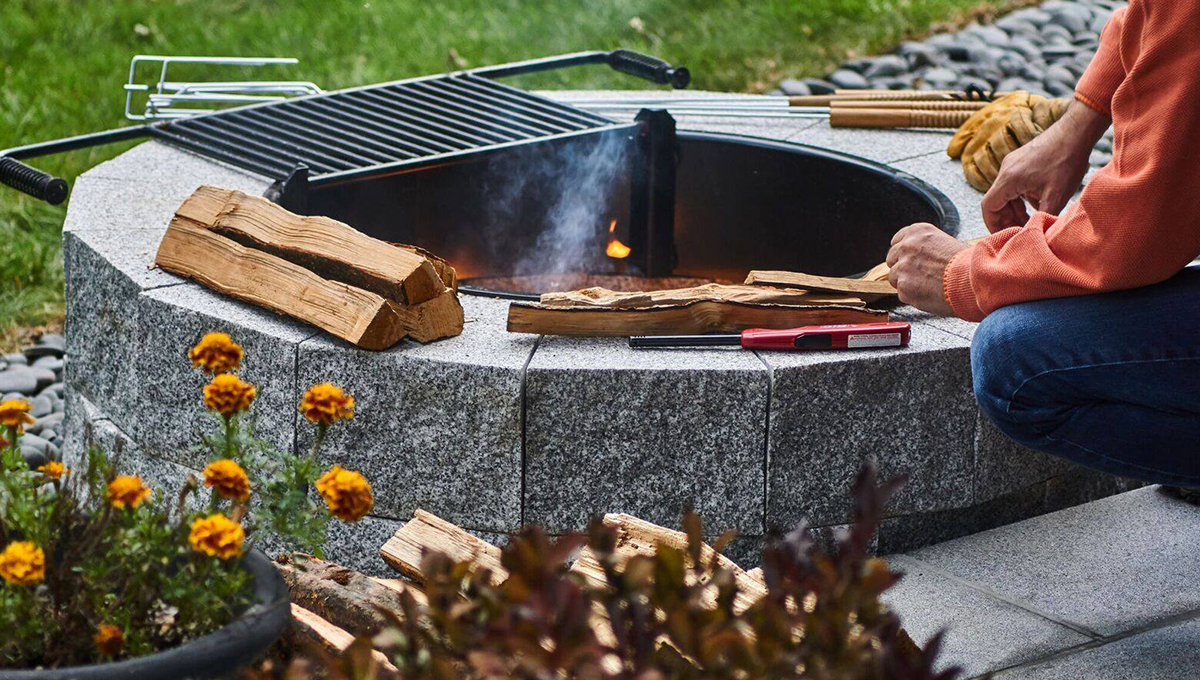 Build A Backyard Granite Fire Pit In, Gas Fire Pit Cooking